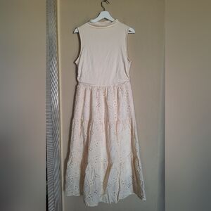 PrettyGarden Sleeveless Cream Maxi Dress Western Boho Hippie Coastal Cottage